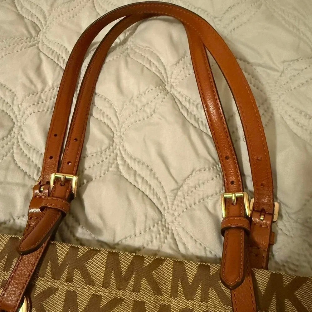 Brown Michael Kors MK y2k Purse Leather Shoulder Everyday Bag Canvas